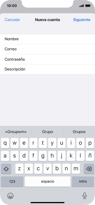 Pulsa Descripción e introduce el nombre de la cuenta de correo electrónico.