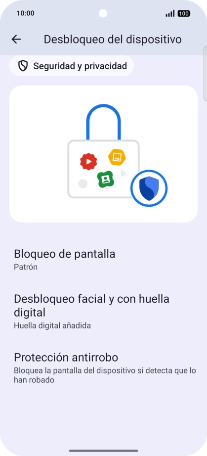 Pulsa Bloqueo de pantalla  e introduce el código de seguridad extra que has creado anteriormente.