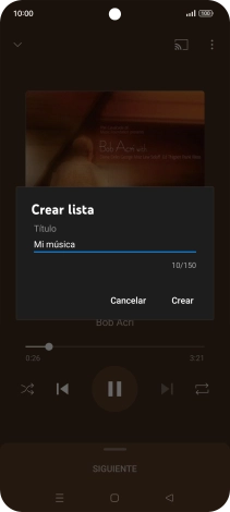 Introduce el nombre deseado de la lista de reproducción y pulsa Crear.