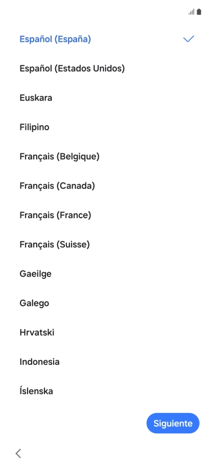 Pulsa el idioma deseado.