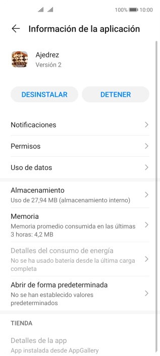 Pulsa Almacenamiento.