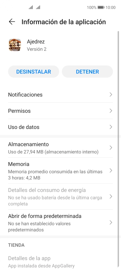 Pulsa Almacenamiento.