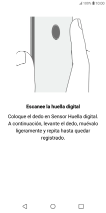 Sigue las indicaciones de la pantalla para crear una huella digital como código de seguridad.