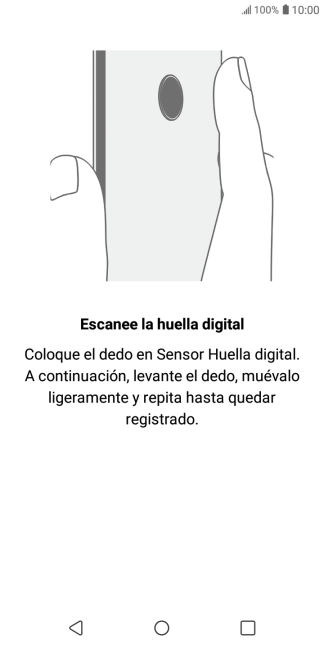 Sigue las indicaciones de la pantalla para crear una huella digital como código de seguridad.