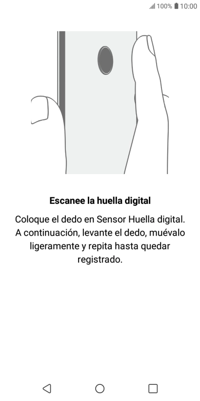 Sigue las indicaciones de la pantalla para crear una huella digital como código de seguridad.