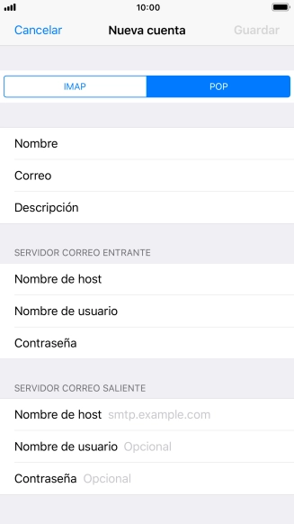 Pulsa Nombre de host e introduce smtp.vodafone.es.