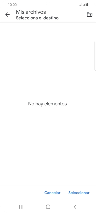 Si deseas crear una nueva carpeta, pulsa el icono de nueva carpeta y sigue las indicaciones de la pantalla para crearla.