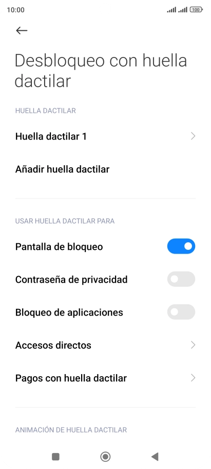Pulsa  el indicador junto a los ajustes deseados para activarlos o desactivarlos.