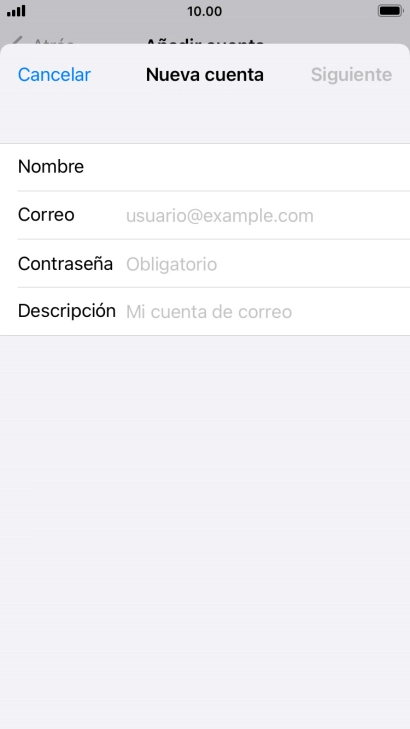 Pulsa Correo e introduce tu dirección de correo electrónico.