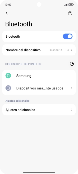 Pulsa el dispositivo Bluetooth deseado y sigue las indicaciones de la pantalla para vincular el dispositivo al teléfono.