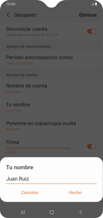Introduce el nombre deseado y pulsa Hecho.