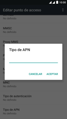 Introduce default y pulsa ACEPTAR.