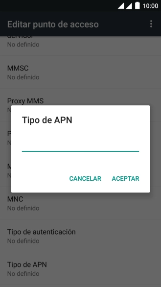 Introduce default y pulsa ACEPTAR.