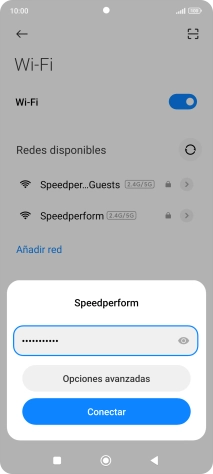 Introduce la contraseña de la red wifi y pulsa Conectar.