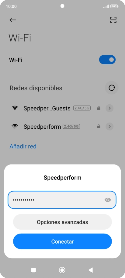Introduce la contraseña de la red wifi y pulsa Conectar.