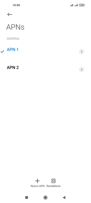 Pulsa la conexión de datos deseada para activarla.