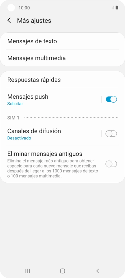 Pulsa Mensajes de texto.