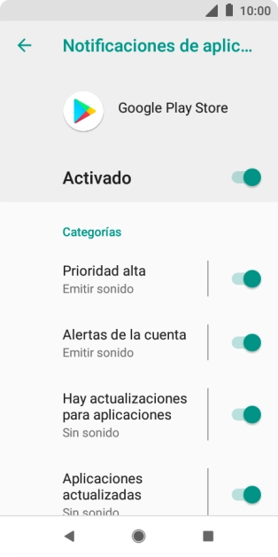Pulsa el indicador bajo el nombre de la app para activar o desactivar la función.