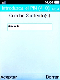 Introduce tu código PIN y pulsa la tecla de selección izquierda.