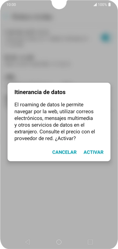 Si el roaming de datos está activado, pulsa ACTIVAR.