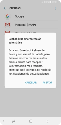 Pulsa ACEPTAR para desactivar la función.