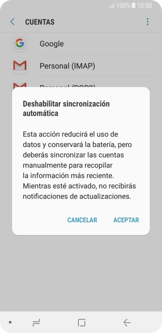 Pulsa ACEPTAR para desactivar la función.