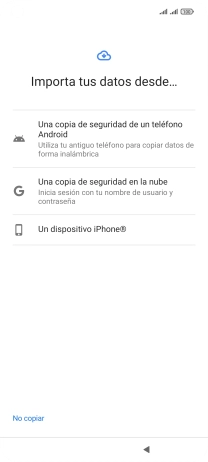 Pulsa la opción deseada y sigue las indicaciones de la pantalla para transferir contenido desde el otro teléfono y finalizar la activación de tu teléfono.