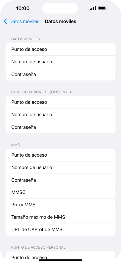 Pulsa Punto de acceso e introduce airtelwap.es.