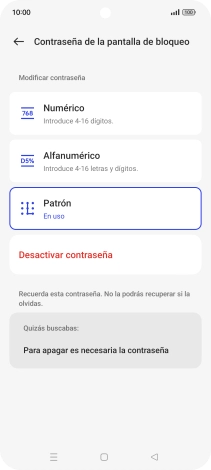 Pulsa Desactivar contraseña.