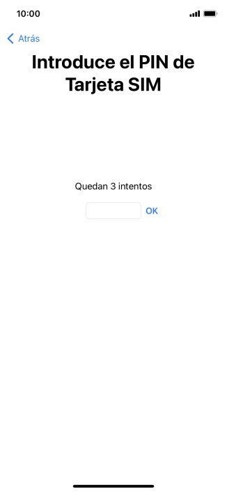 Si es necesario desbloquear la tarjeta SIM, introduce el código PIN y pulsa OK.