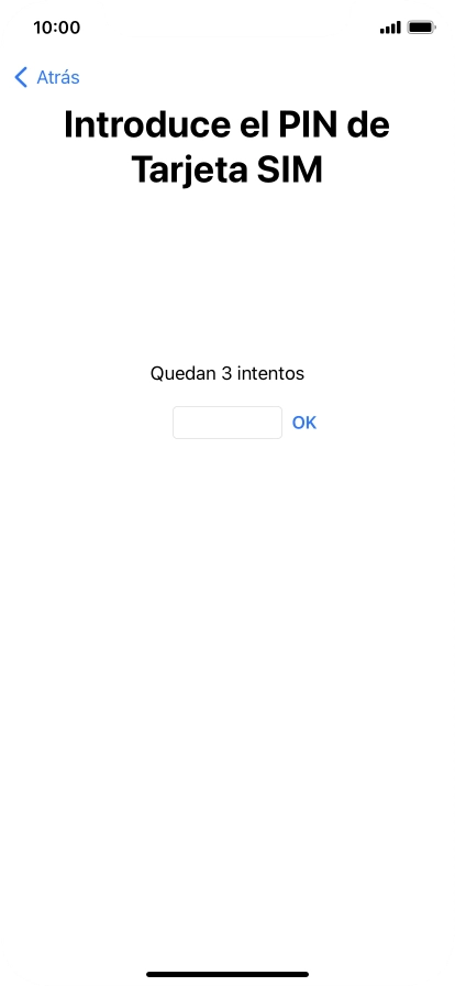 Si es necesario desbloquear la tarjeta SIM, introduce el código PIN y pulsa OK.