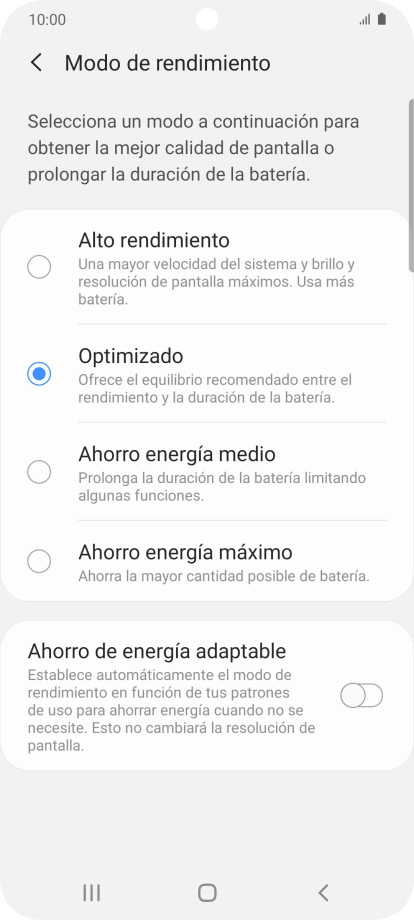 Pulsa el ajuste deseado.