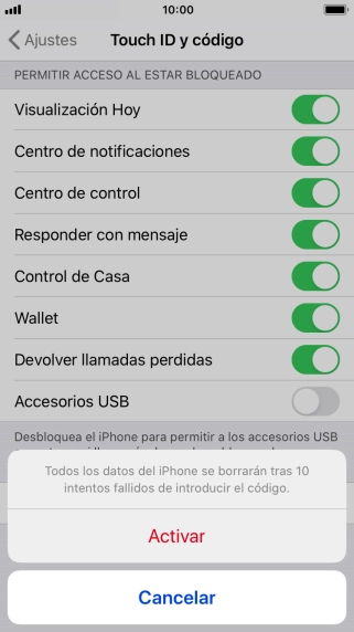 Si activas la función, pulsa Activar.