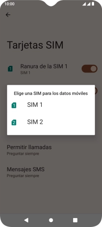 Pulsa la tarjeta SIM deseada.