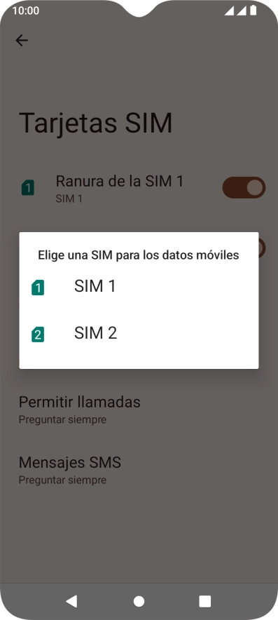 Pulsa la tarjeta SIM deseada.