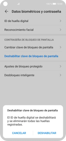 Introduce el código de seguridad extra que has creado anteriormente y pulsa DESHABILITAR.