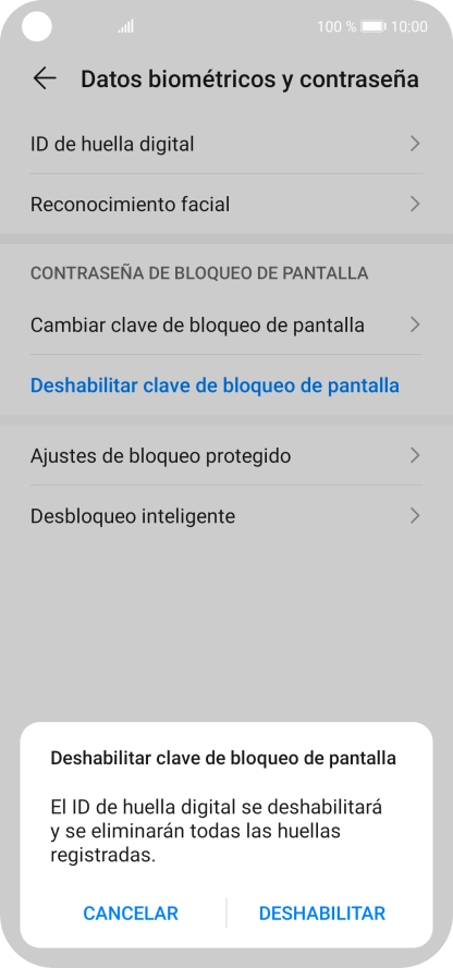 Introduce el código de seguridad extra que has creado anteriormente y pulsa DESHABILITAR.