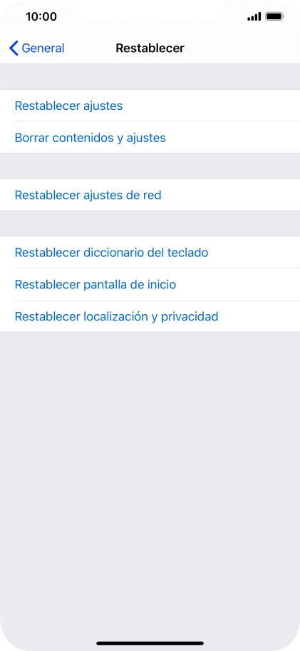 Pulsa Restablecer ajustes.