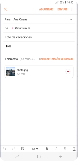 Pulsa ENVIAR cuando hayas terminado de escribir el correo electrónico.