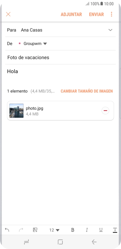 Pulsa ENVIAR cuando hayas terminado de escribir el correo electrónico.