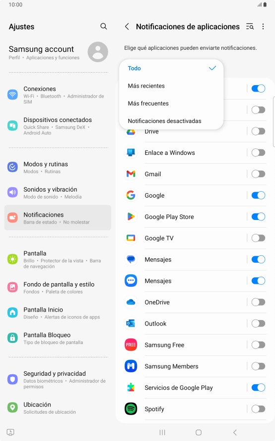 Pulsa el ajuste deseado.