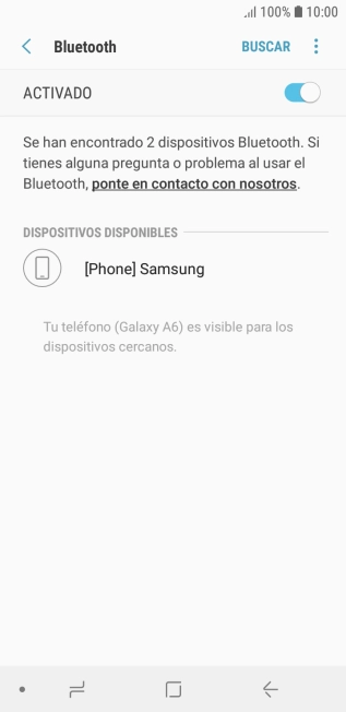 Pulsa el dispositivo Bluetooth deseado y sigue las indicaciones de la pantalla para vincular el dispositivo al teléfono.