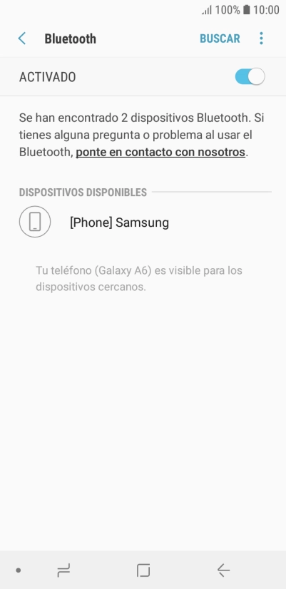 Pulsa el dispositivo Bluetooth deseado y sigue las indicaciones de la pantalla para vincular el dispositivo al teléfono.