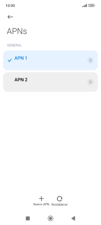 Pulsa la conexión de datos deseada para activarla.