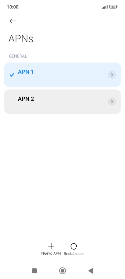 Pulsa la conexión de datos deseada para activarla.