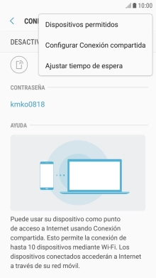 Pulsa Configurar Conexión compartida.
