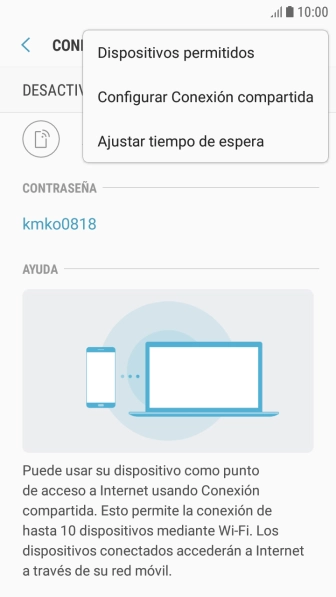 Pulsa Configurar Conexión compartida.