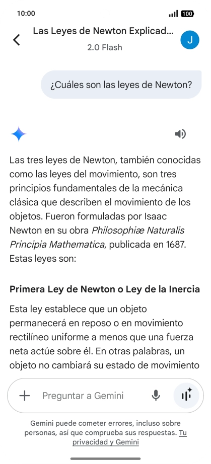 La transcripción de la conversación con Gemini Live aparece ahora en la pantalla.