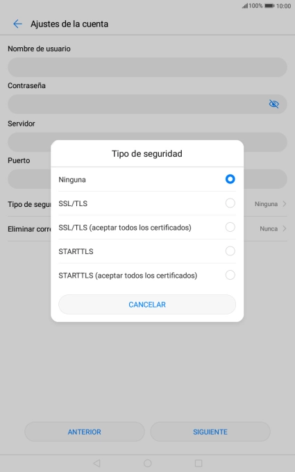 Pulsa Ninguna para desactivar la función.
