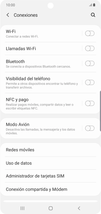 Pulsa Redes móviles.